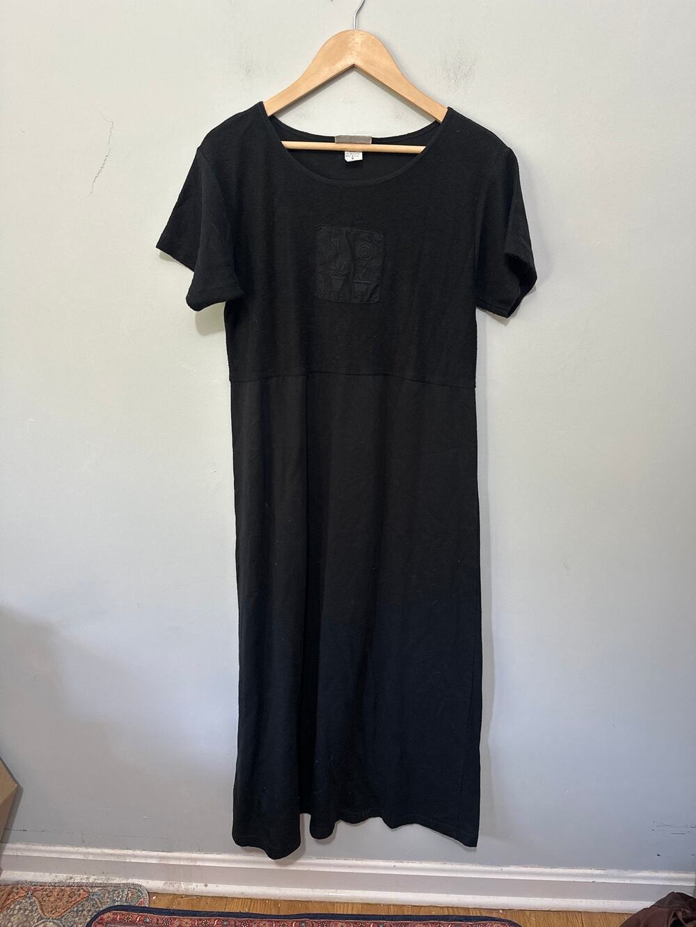 Vintage Carolina Clothing Dress Small Black Cotton Maxi Retro 90s Boho Country